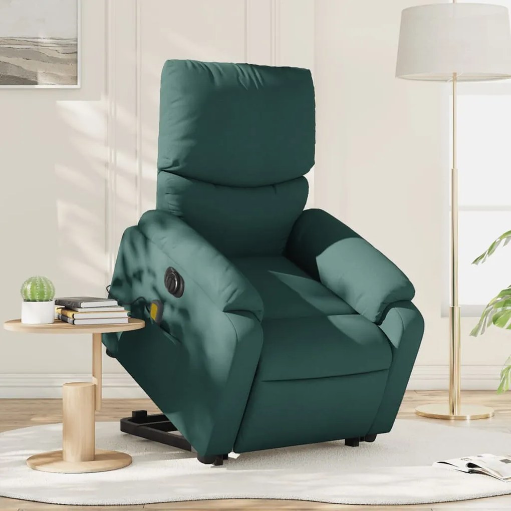 vidaXL Fotoliu electric masaj rabatabil / ridicare verde închis textil