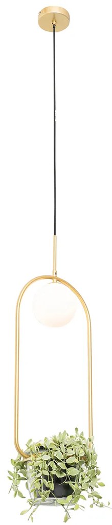 Suspensie art deco aurie cu sticla alba - Isabella