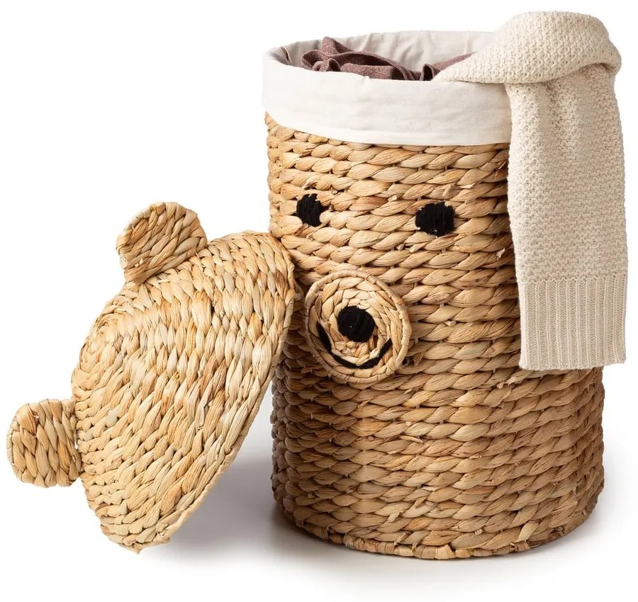 Coș de jucării pentru copii în culoare naturală din zambilă de apă ø 30x56 cm Bear – Compactor