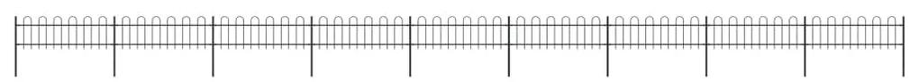 Gard de gradina cu varf curbat, negru, 15,3 x 0,6 m, otel 1, 0.6 m, 15.3 m