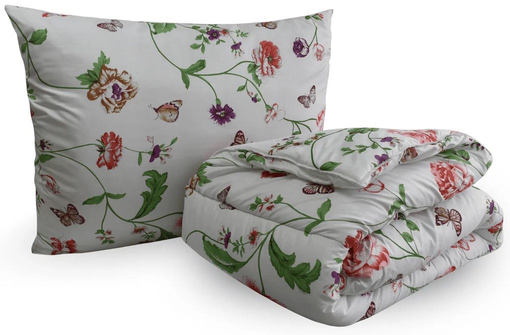 Set pilota pentru toate anotimpurile 140x200 cm din fibra siliconica cu perna 70x90 cm MEADOW FLOWERS