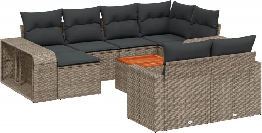 vidaXL Set canapele de grădină cu perne, 11 piese, gri, poliratan