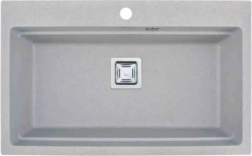 Chiuveta compozit Inter Ceramic finisaj granit gri nisip 78x48 cm cu orificiu baterie