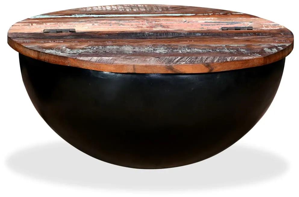 245259 vidaXL Măsuță de cafea, lemn masiv reciclat, negru, formă bol