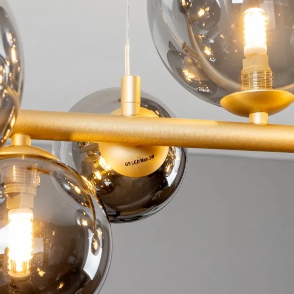 Lustră LED pe cablu Brilagi MILLA 10xG9/3W/230V auriu/fumuriu