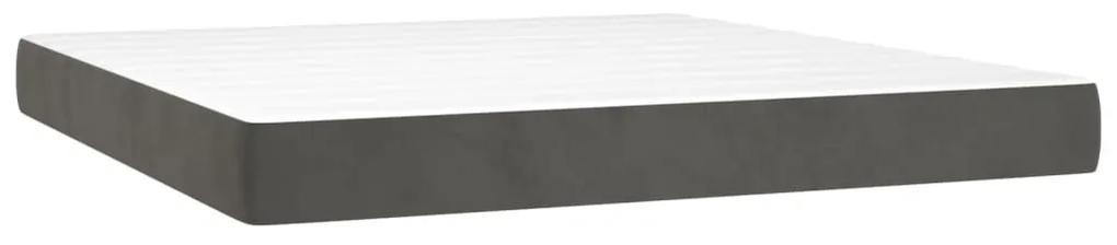 Pat box spring cu saltea, gri inchis, 160x200 cm, catifea Morke gra, 160 x 200 cm, Benzi verticale