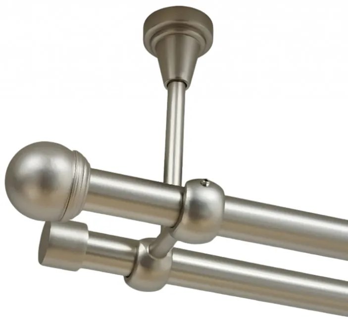 Galerie dubla todi max fara inele prindere tavan 19/19 mm crom mat (Alege marime: 360 cm)