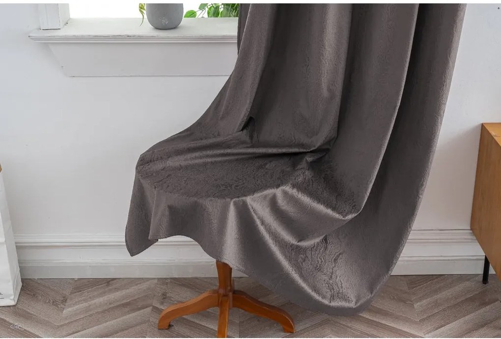 Draperie opaca DUNES VELVET 140x250 cm, gri inchis Agatat: Inele metalice