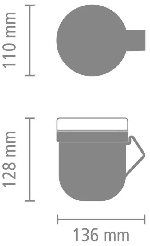 Ceasca pentru supa cu capac Brabantia Make&Take 1006294, 600+180 ml, Capac cu infiletare, Fara BPA, Verde