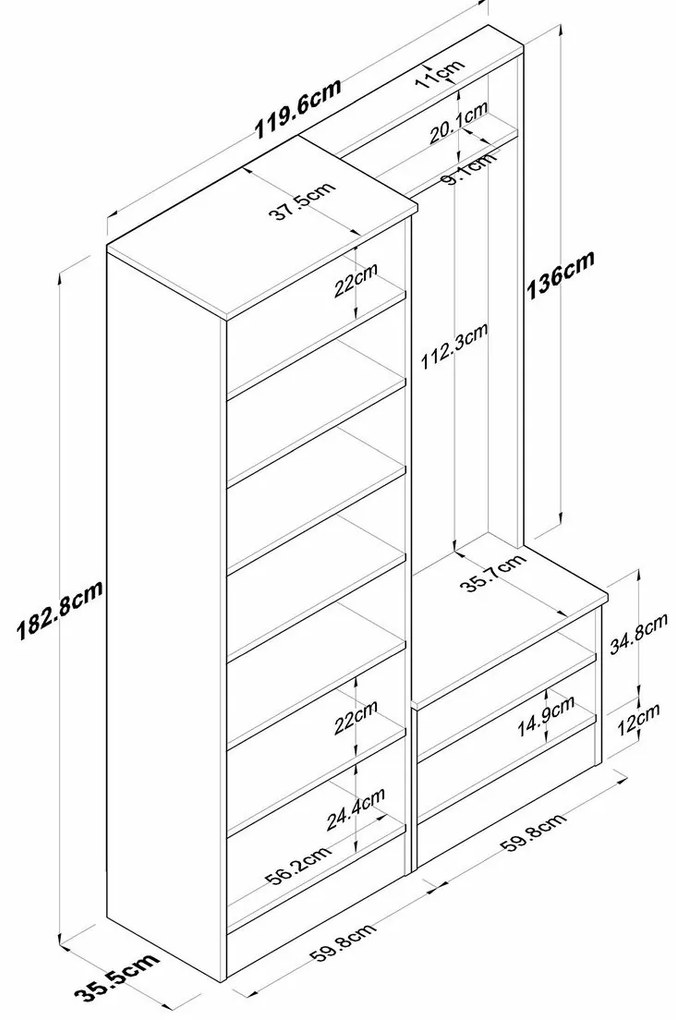 Set de hol Pone White and Walnut II