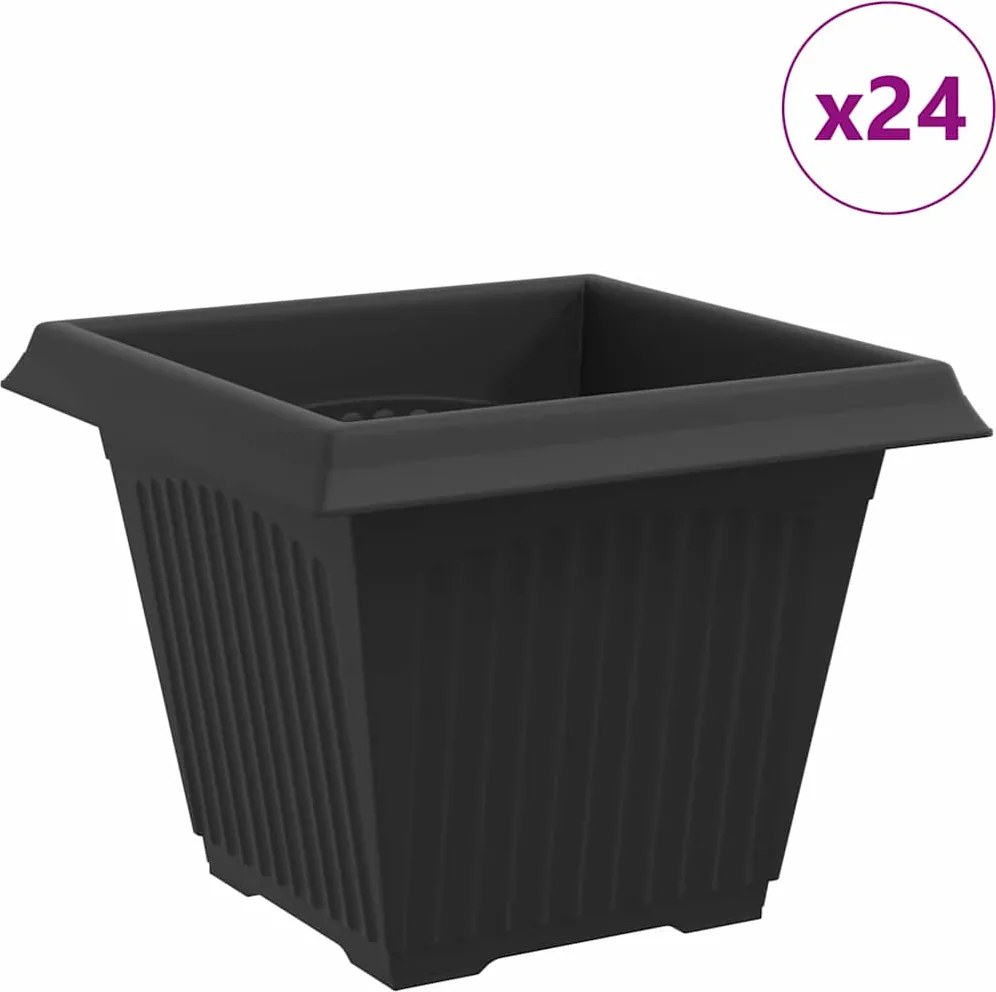 vidaXL Vază pătrată pentru flori 24 pcs Negru 38 x 38 x 30 cm Plastic
