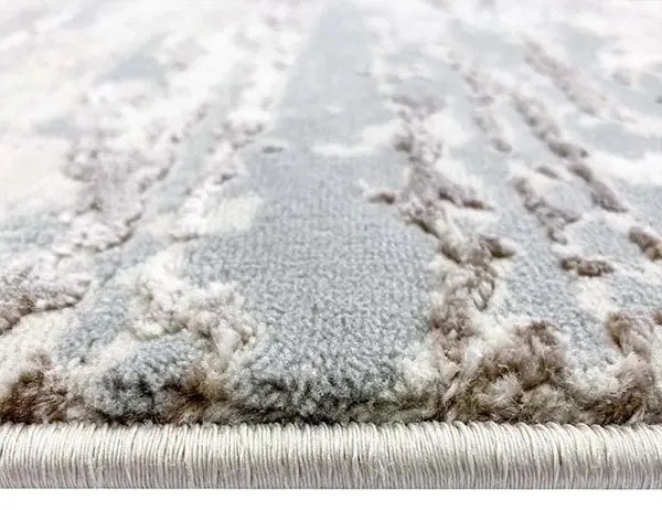 250x350 cm Covor premium Lines, 70% Polyester și 30% Polipropilenă, Design Modern, Gri/Maro, Densitate 2500 gr/m2