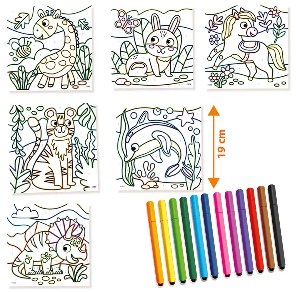 Set creativ de jucarie pentru copii - Deseneaza pe numere, 6 planse