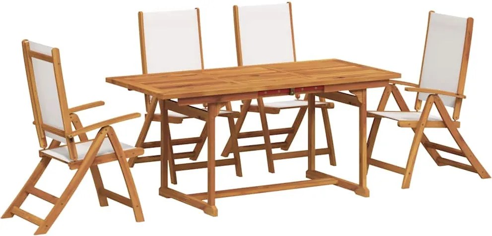 vidaXL Set mobilier de grădină, 5 piese, lemn masiv acacia/textilenă