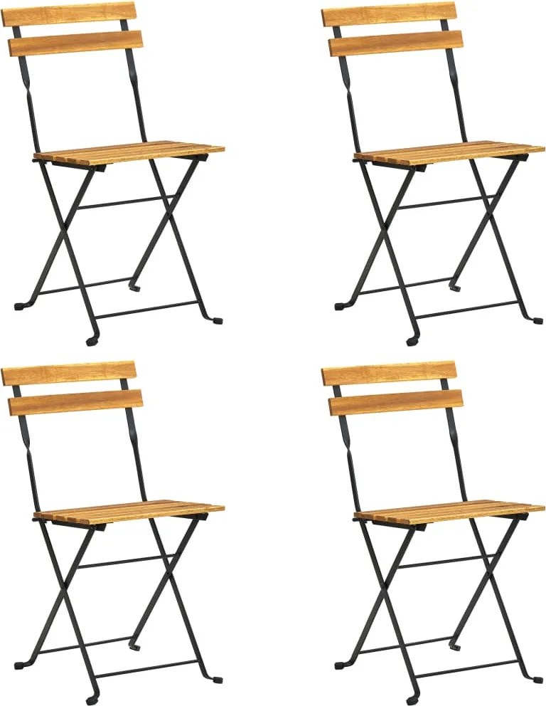 vidaXL Scaune bistro pliabile, 4 buc., lemn masiv acacia