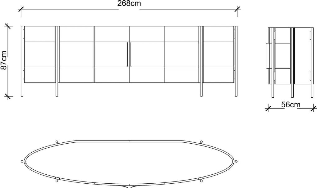Bufet lemn masiv Marquesa, 268 × 87 × 56 cm