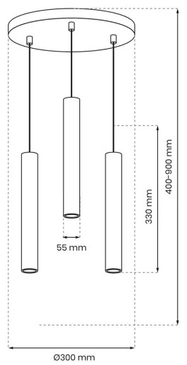 Lustră pe cablu HUDSON 3xGU10/8W/230V neagră