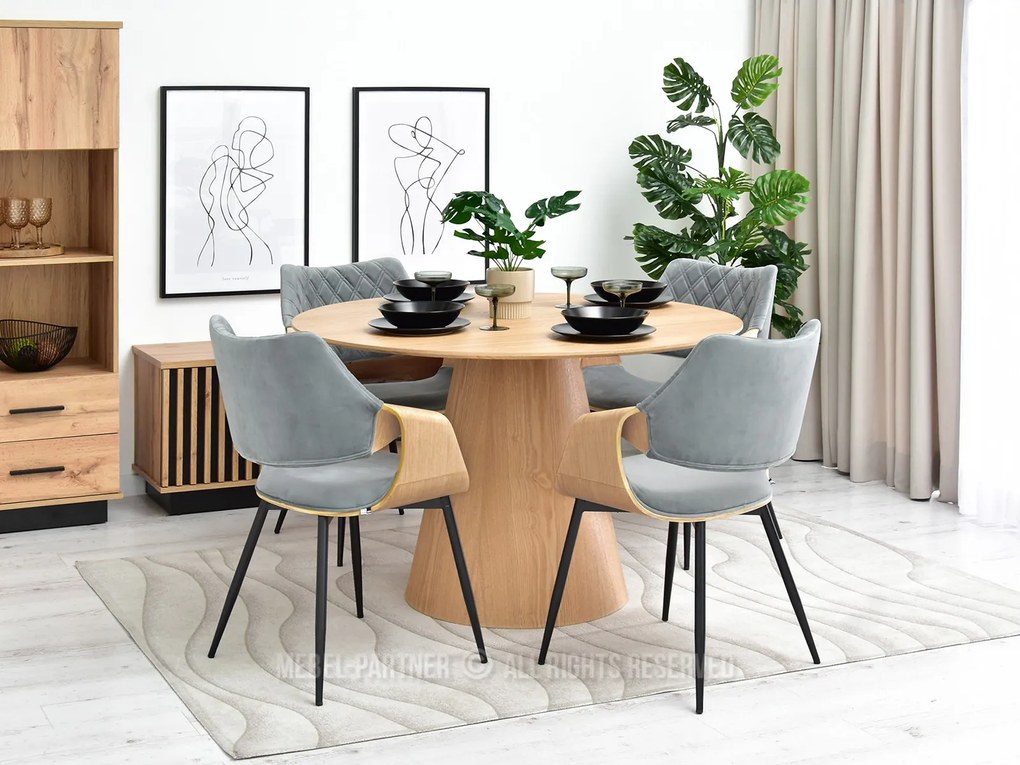 Scaun Rolf K (stejar gri + negru). 1111253