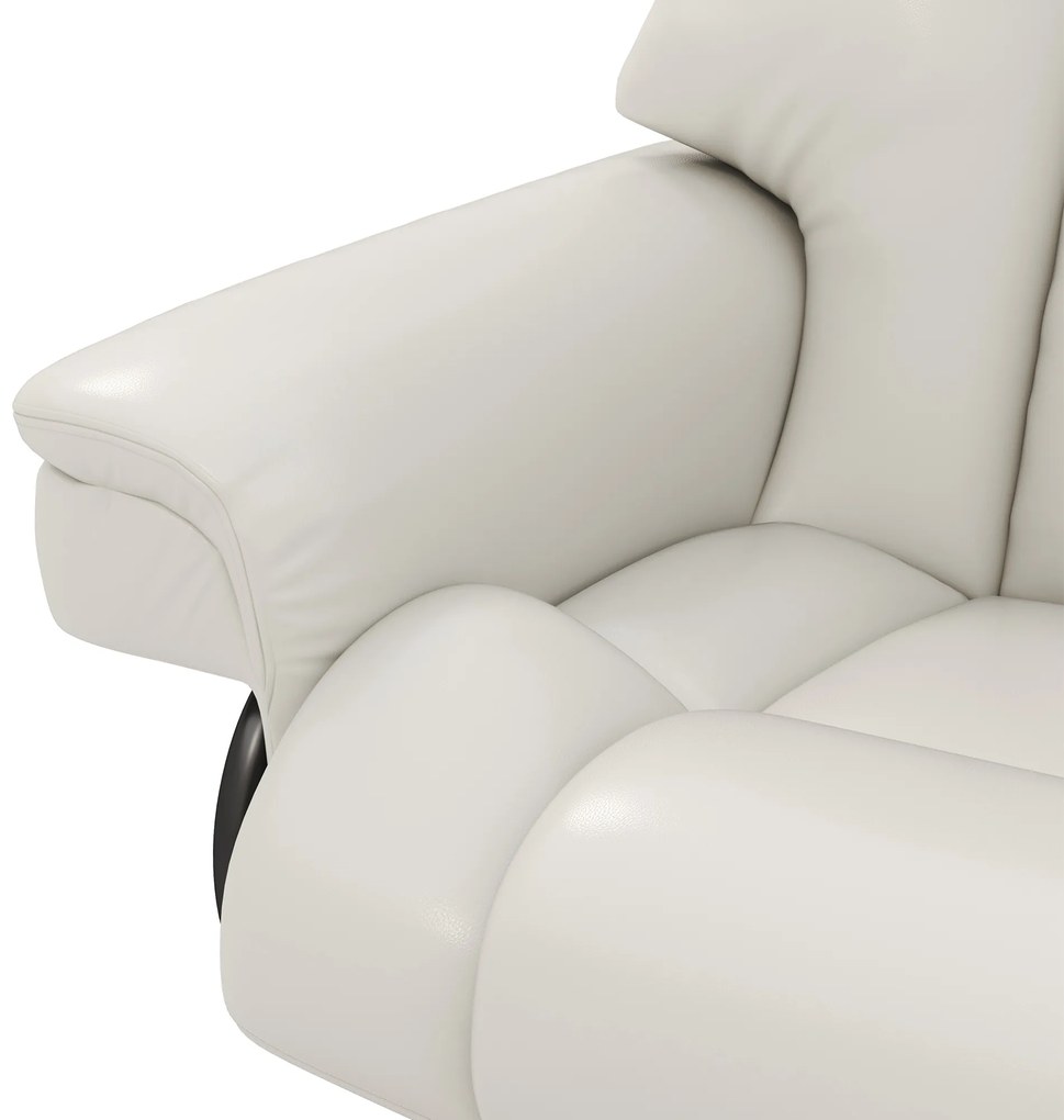 HOMCOM Fotoliu de relaxare cu funcție de masaj și taburet, scaun de dormit, piele ecologică, 79 x 82 x 101 cm, alb-crem | Aosom Romania