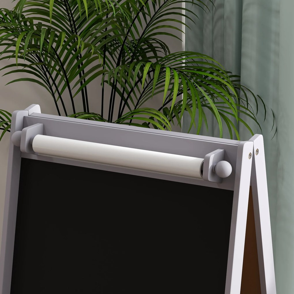 AIYAPLAY Tablă pentru Copii 3-În-1 cu 2 Rafturi și Șevalet din Lemn pentru Copii de 3-8 Ani, 54x46,5x93 cm, Roz | Aosom Romania