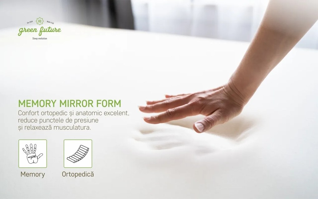 Saltea Ortopedica, Dakota, 160x200x34 cm, Arcuri Pocket, 5 cm spuma Memory, 7 Zone de Confort, fermitate medie