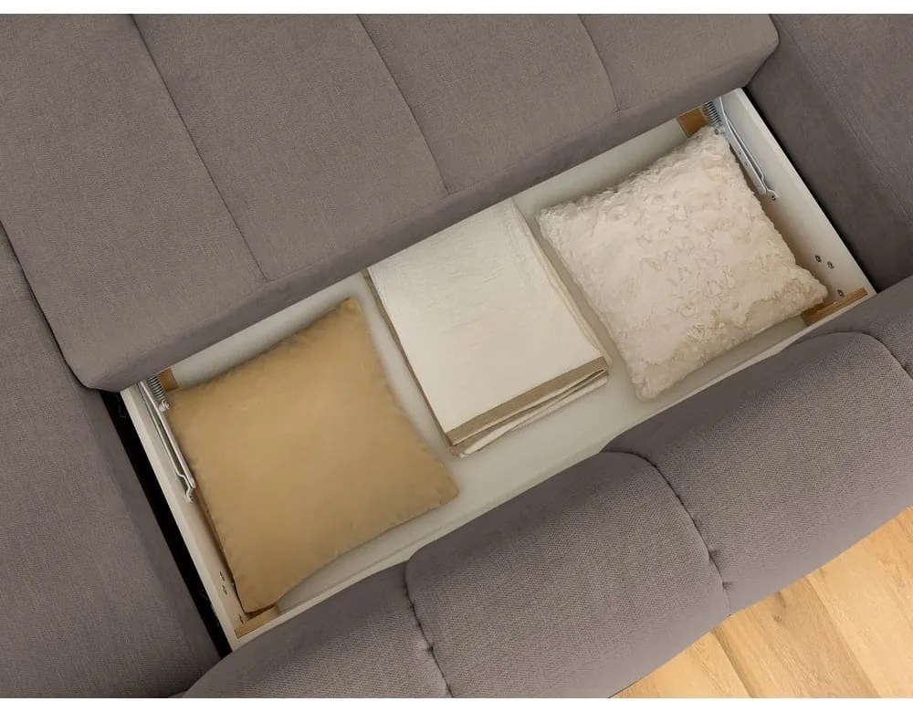 Colțar taupe extensibil/cu spațiu de depozitare (cu colț pe partea stângă/în formă de "U") Fuji – Bobochic Paris