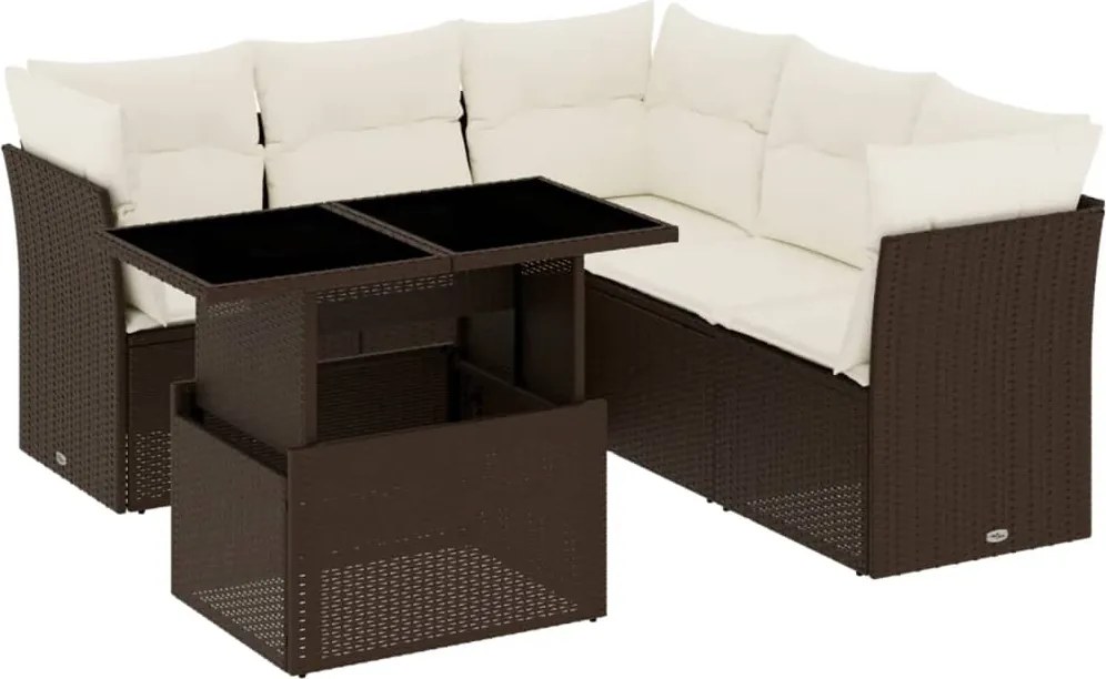 vidaXL Set canapele de grădină cu perne, 6 piese, maro, poliratan