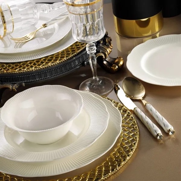 Set veselă 24 piese, porțelan alb