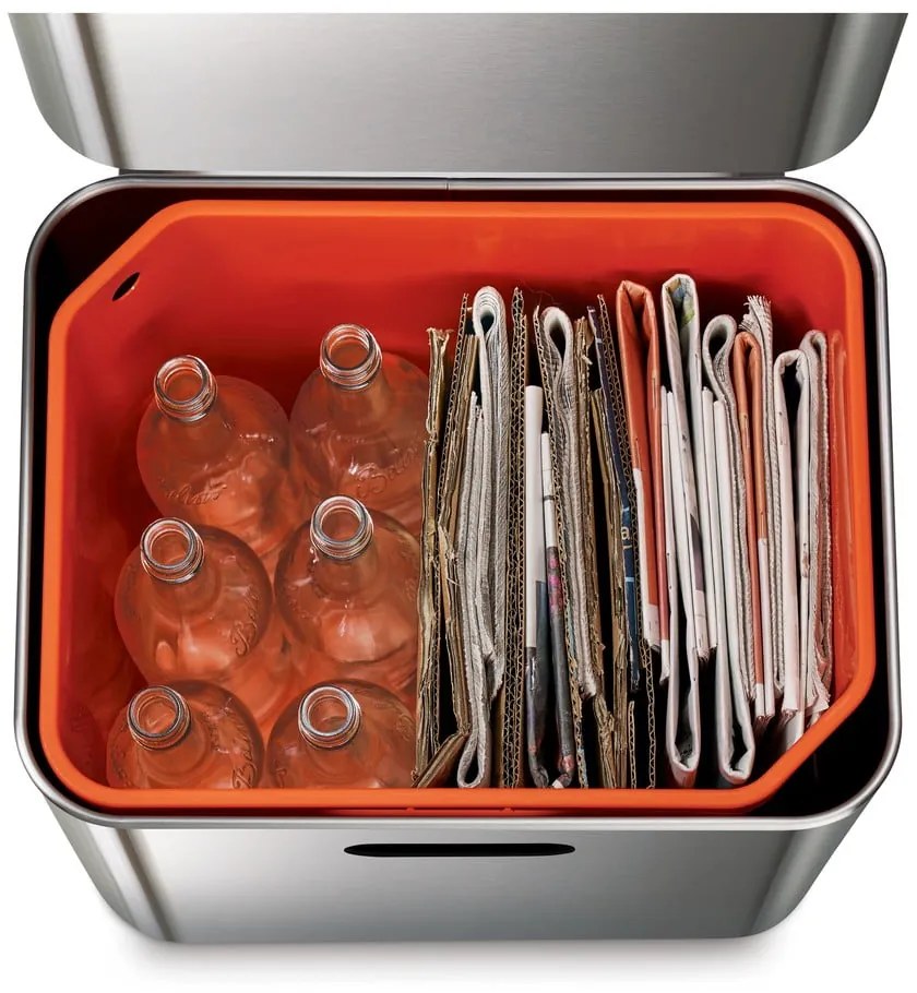 Coș de gunoi argintiu de reciclat din oțel 60 l Totem Max – Joseph Joseph