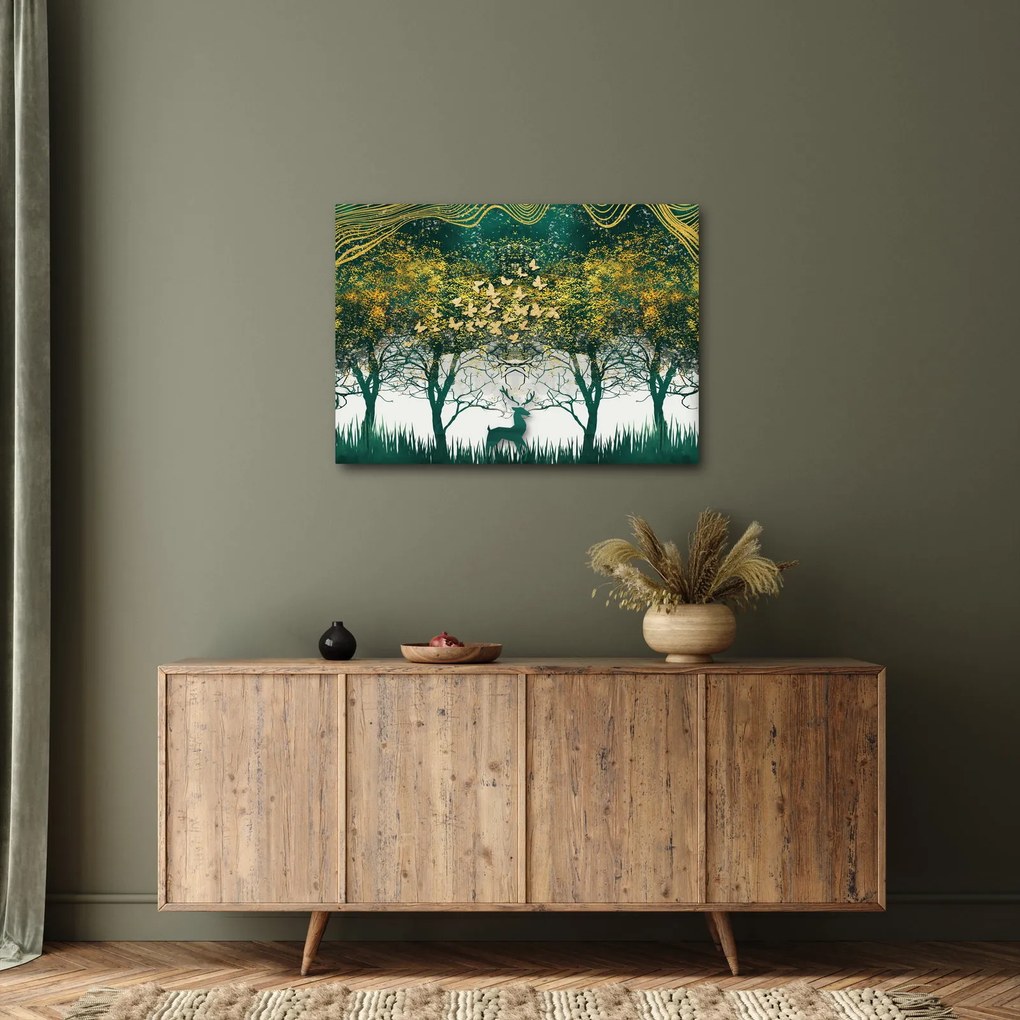 Tablou - Căprioare în pădurea verde (70x50 cm)