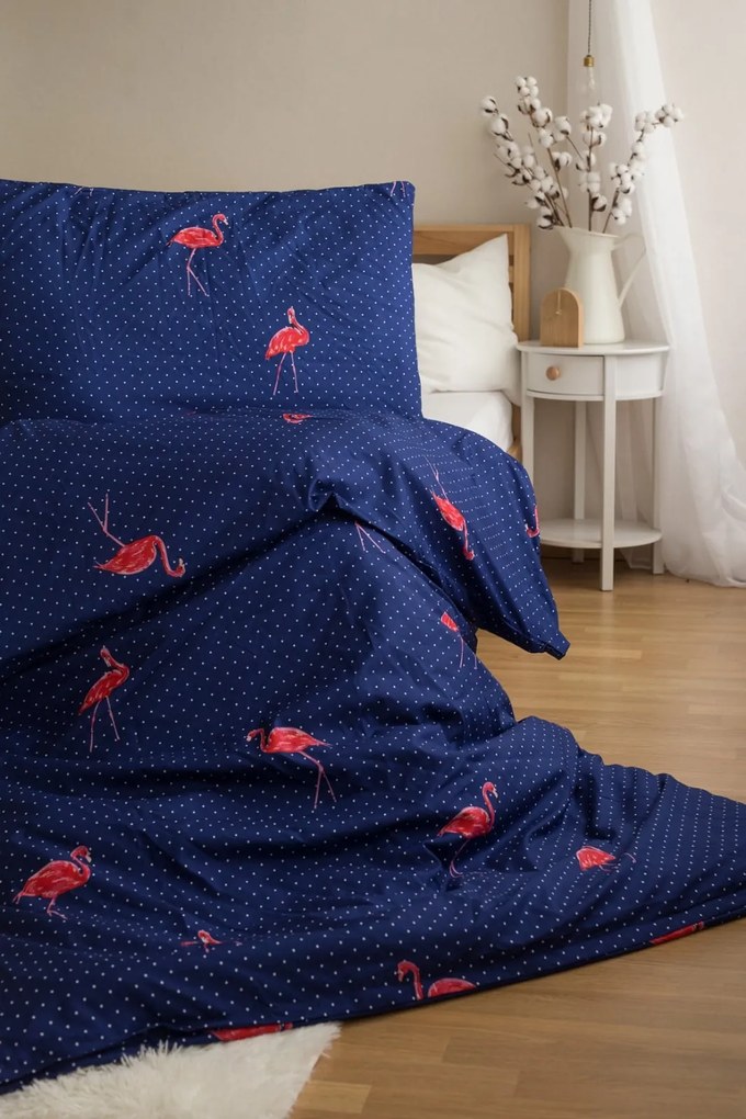 Lenjerie de pat din microfibra FLAMINGOS, albastru Dimensiune lenjerie de pat: 70 x 90 cm | 140 x 200 cm