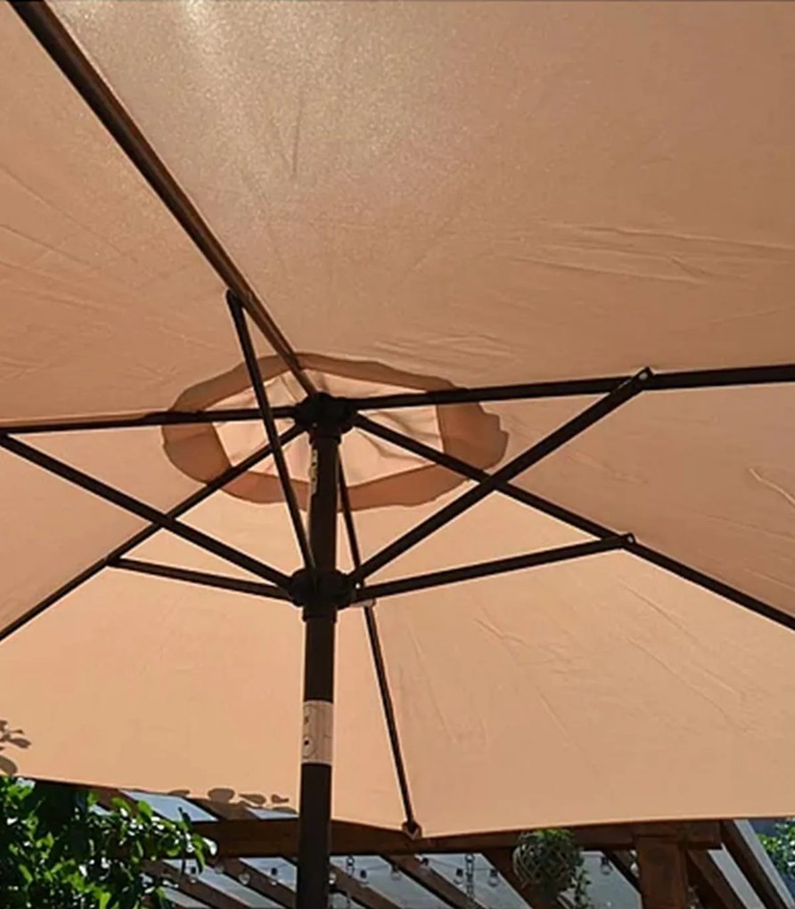 Umbrela de gradina cu manivela si inclinare stalp aluminiu 270 cm Crem