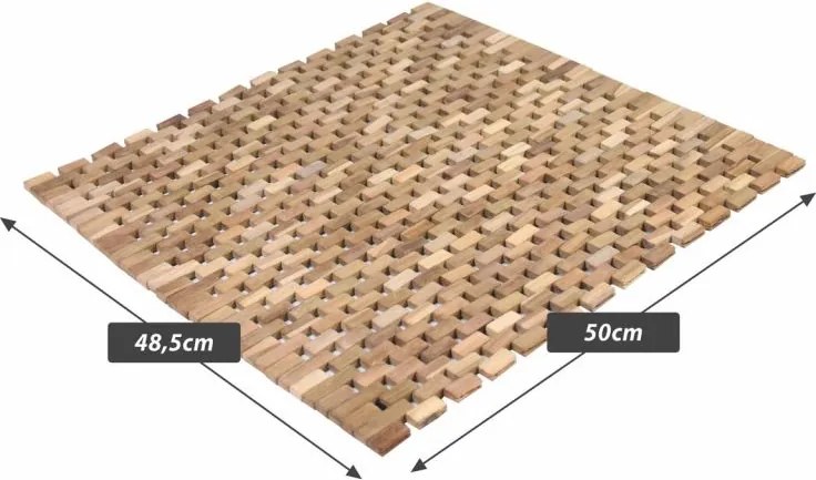 Preș antiderapant, tec, natural, 50 x 48,5 cm.