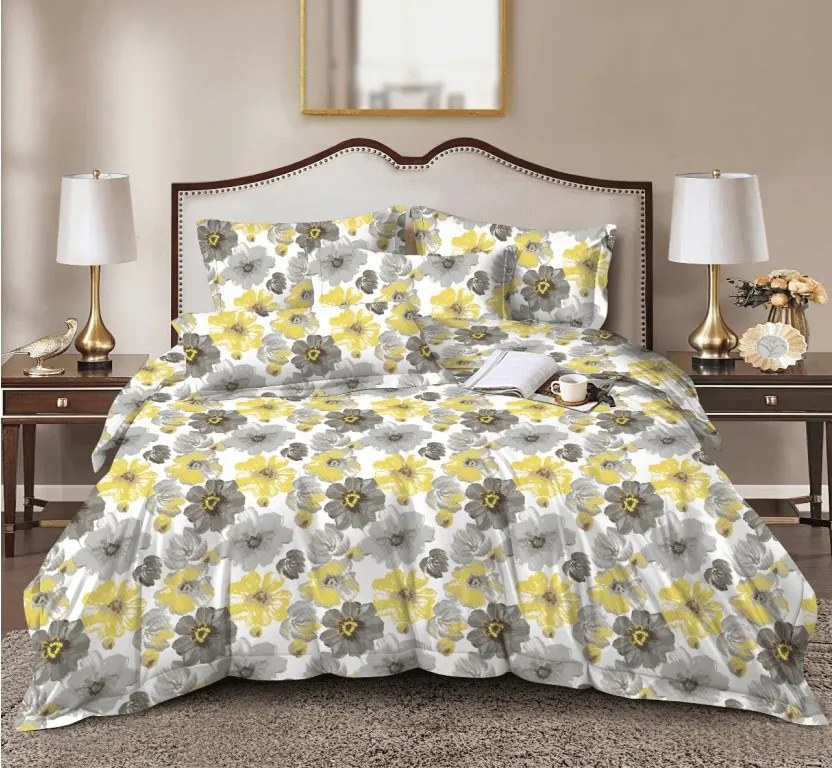 Lenjerie de pat din microfibra FEONELLE galben-gri Dimensiune lenjerie de pat: 70 x 90 cm | 140 x 220 cm