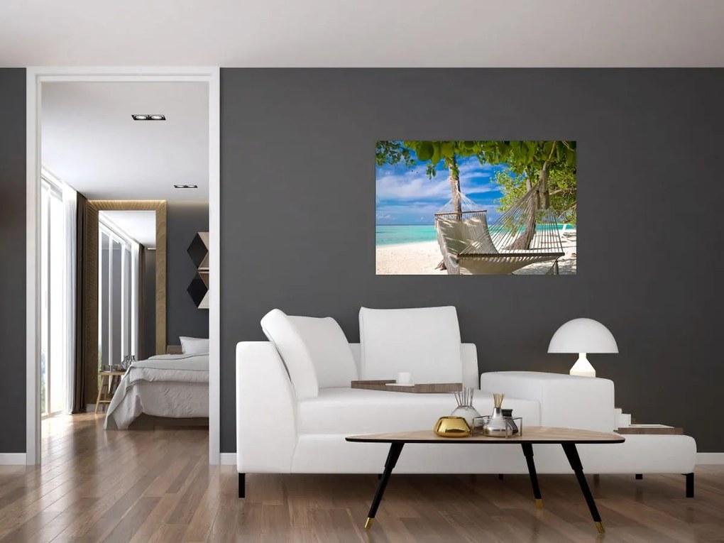 Tablou - Hamac pe plajă (90x60 cm)