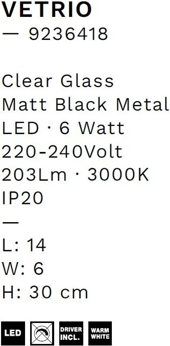 Aplica de perete LED decorativa VETRIO