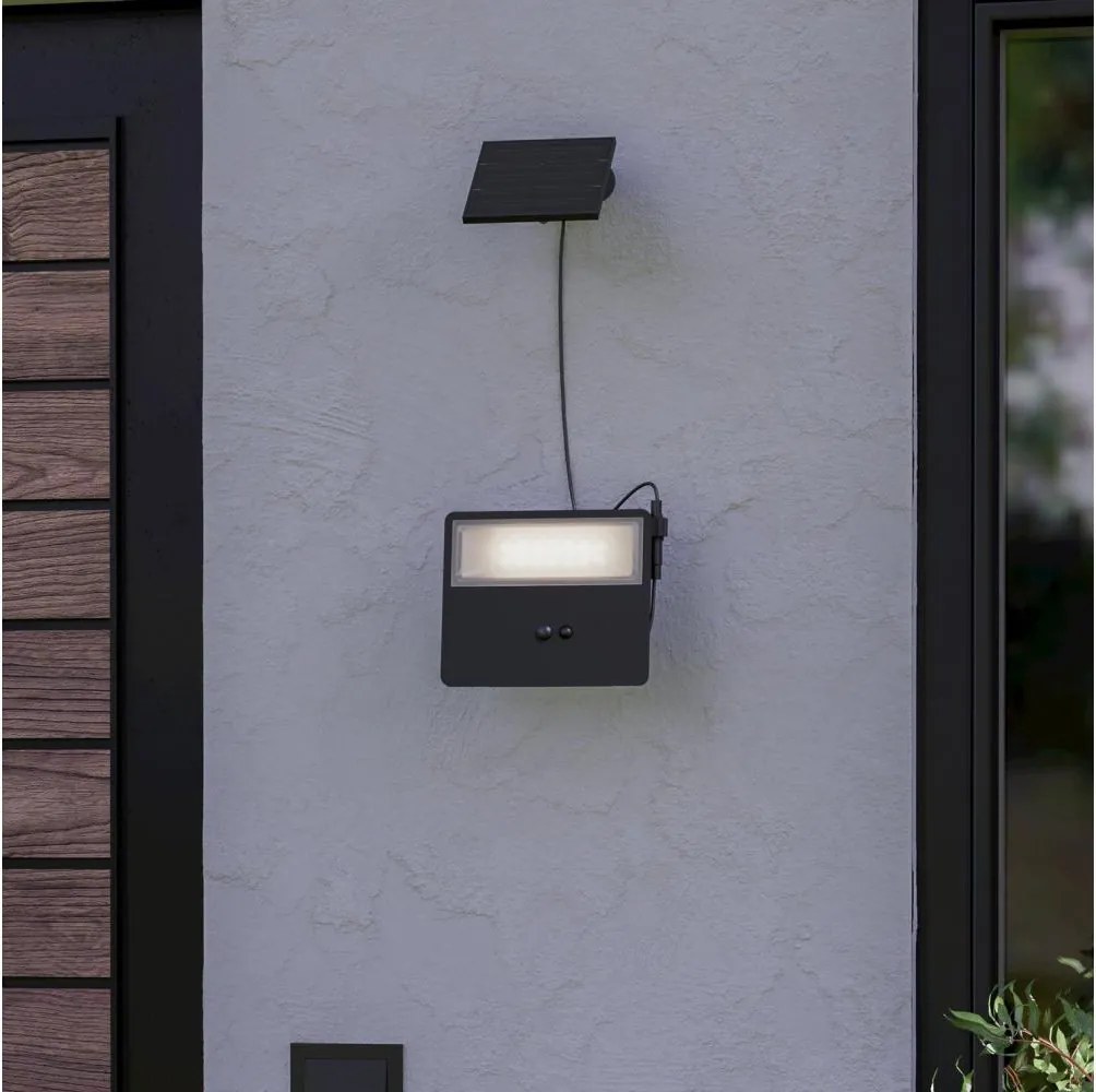 Eglo PANETTIERI 901086-LED – Lampă solară de perete LED, 8,7 W / 3,7 V, 1800 mAh, IP44, negru