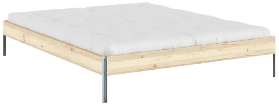 Pat matrimonial în culoare naturală din lemn de pin cu somieră 160x200 cm Core – Karup Design