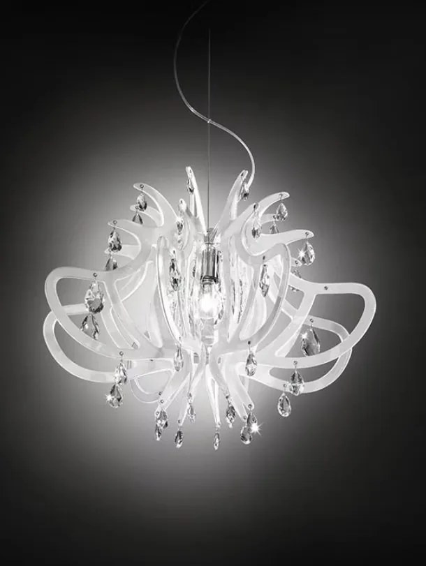 Lustra cu cristale Scholer design unicat realizata manual Lillibet M alb