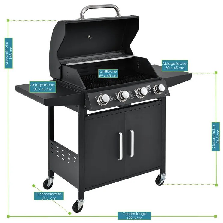 Gratar pe gaz BBQ "Idaho" cu 4 arzatoare