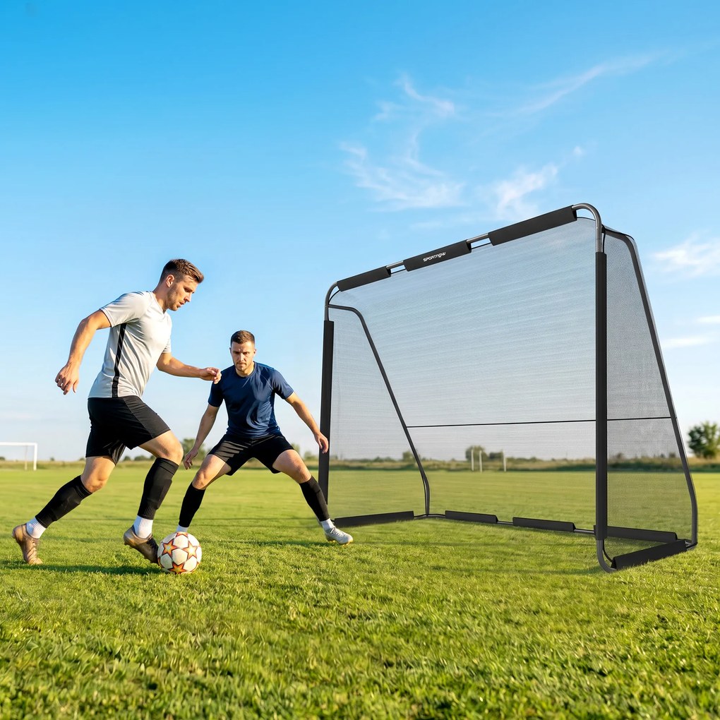 SPORTNOW Poartă de Fotbal 3x2 m, cu Plasă Rezistentă și Cadru Metalic Stabil, Negru | Aosom Romania