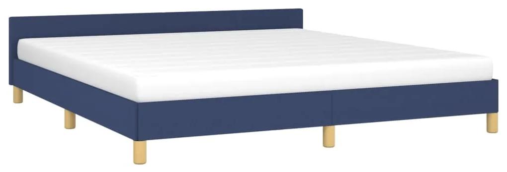 Cadru de pat cu tablie, albastru, 180x200 cm, textil Albastru, 180 x 200 cm