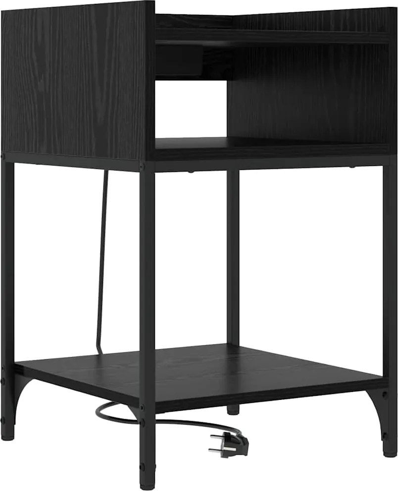vidaXL Dulap de noapte Stejar Negru 40 x 40 x 61 cm Lemn compozit