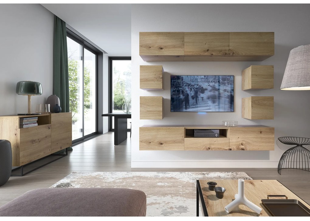 Consola RTV in decor de stejar fara baza, ENJOY ERTVSZ120