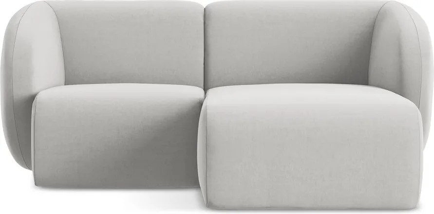 Colțar gri deschis cu tapițerie din catifea (cu colț pe partea dreaptă/cu șezlong) Lani – Makamii