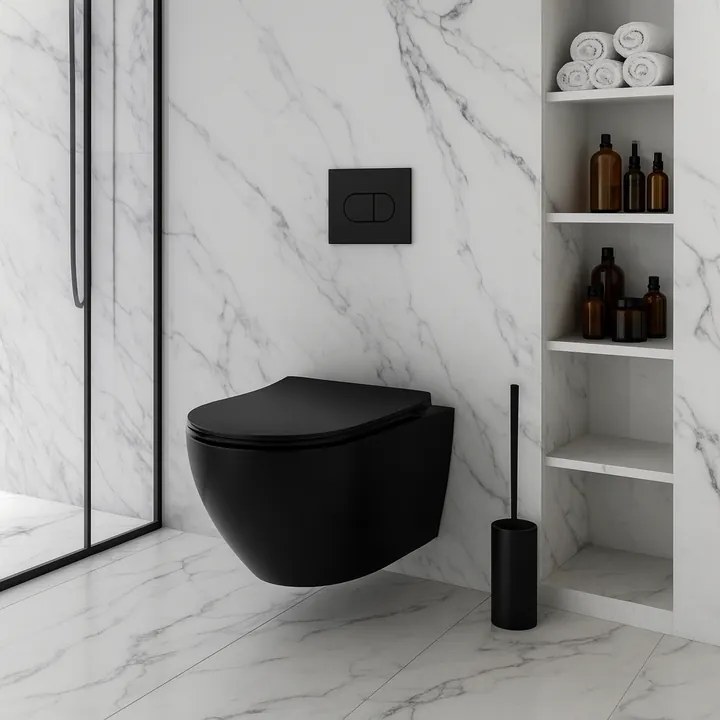 Vas WC suspendabil Rea Carlo Mini Tornado NF negru mat