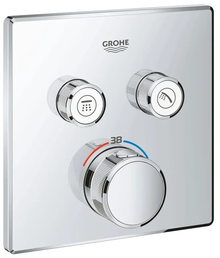 Baterie termostatica incastrata cu 2 iesiri, crom