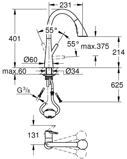 GROHE ZEDRA - baterie pentru chiuvetă, 401 mm, crom lucios, 32294002