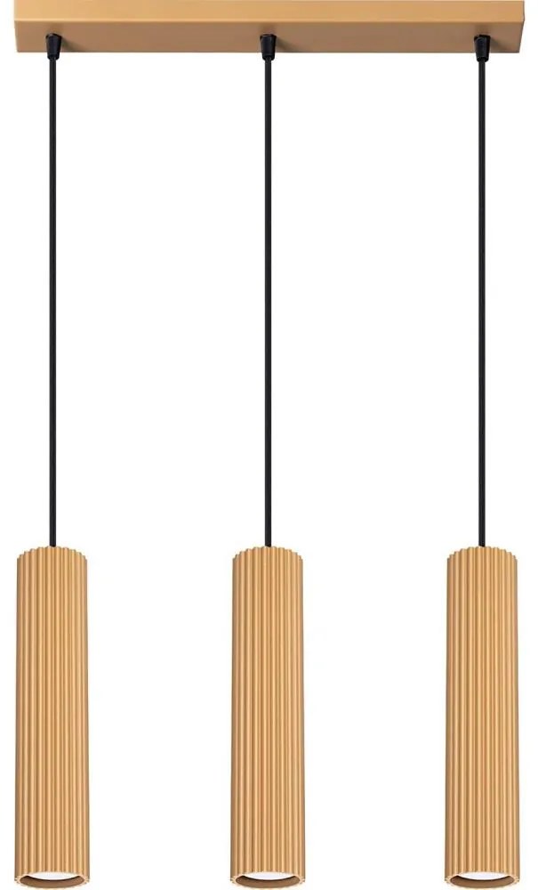 Lustră pe cablu Sollux SL.1556 KARBON 3xGU10/10W/230V auriu