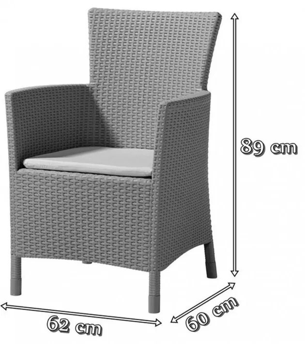 Scaun de grădină Iowa, maro cu pernă taupe caldă
